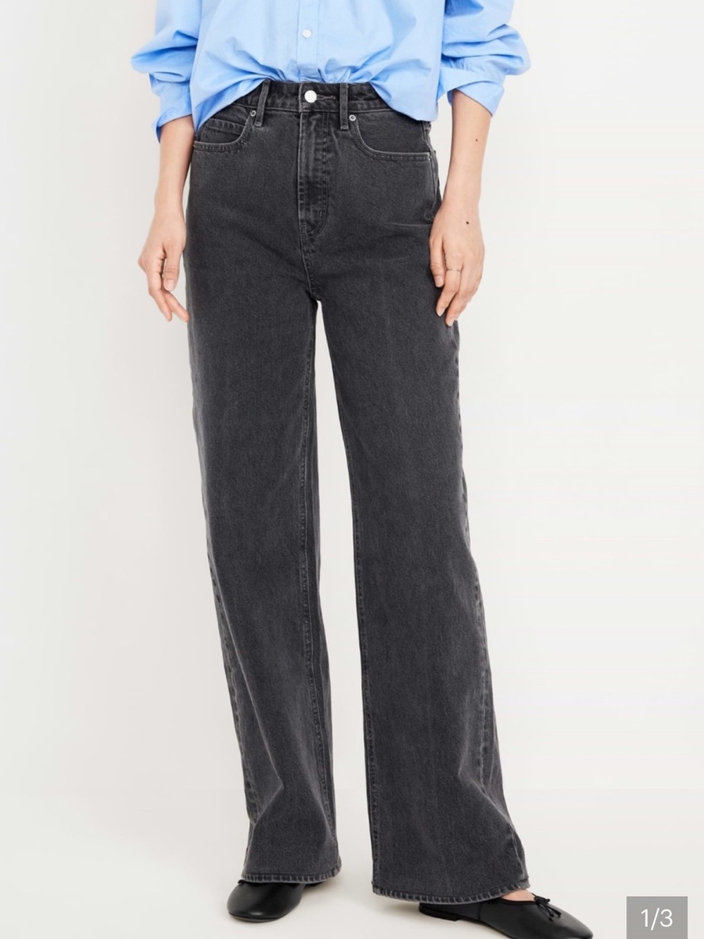 Old Navy High-Rise Wide-Leg Jeans in Charcoal Black